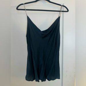 Satin cowlick blouse with jewel straps